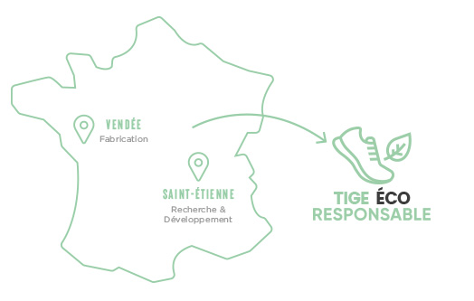 Carte de la production des chaussures VEETS en France